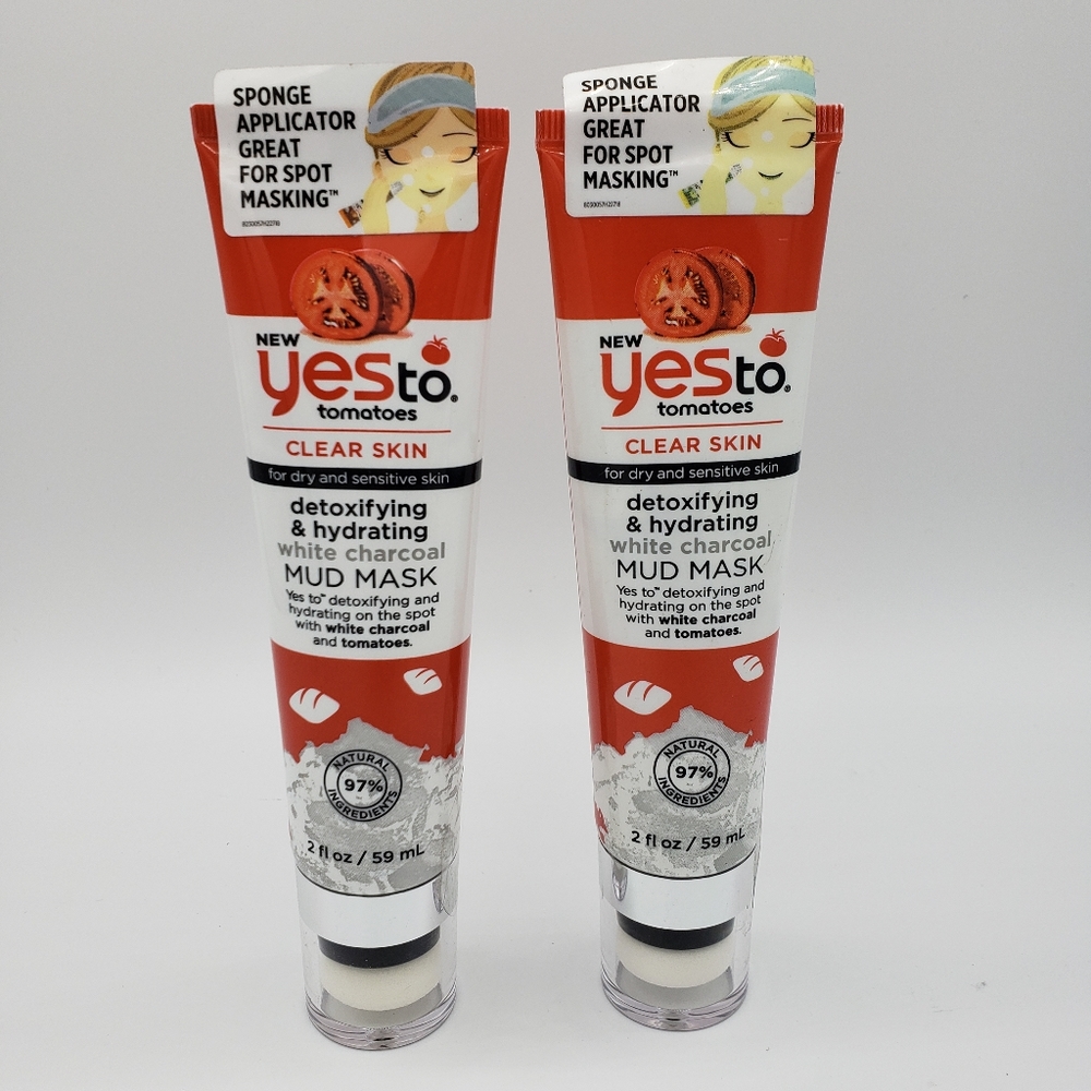 2x Yes To Tomatoes Clear Skin White Charcoal mask